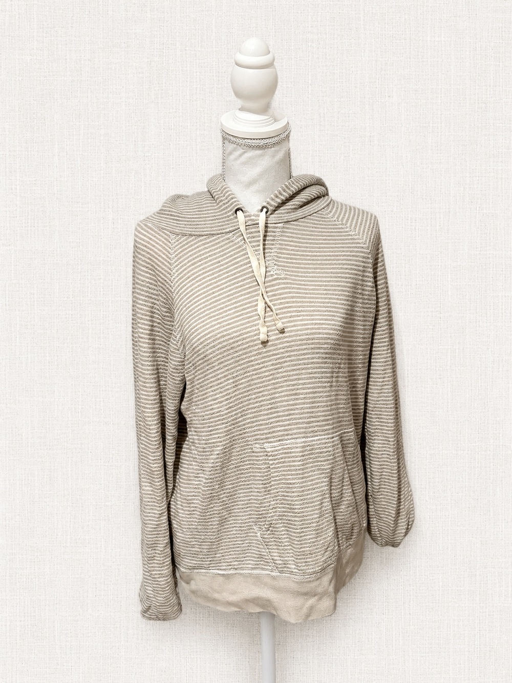 J. Crew Light Taupe Striped Hoodie Sweatshirt